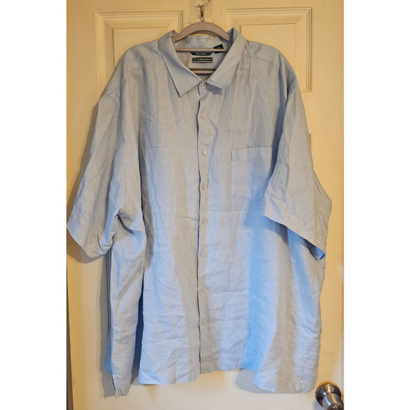 Cubavera 100% Linen Button Up Shirt Light Blue Short Sleeve Casual Relaxed 4X - Picture 1 of 9